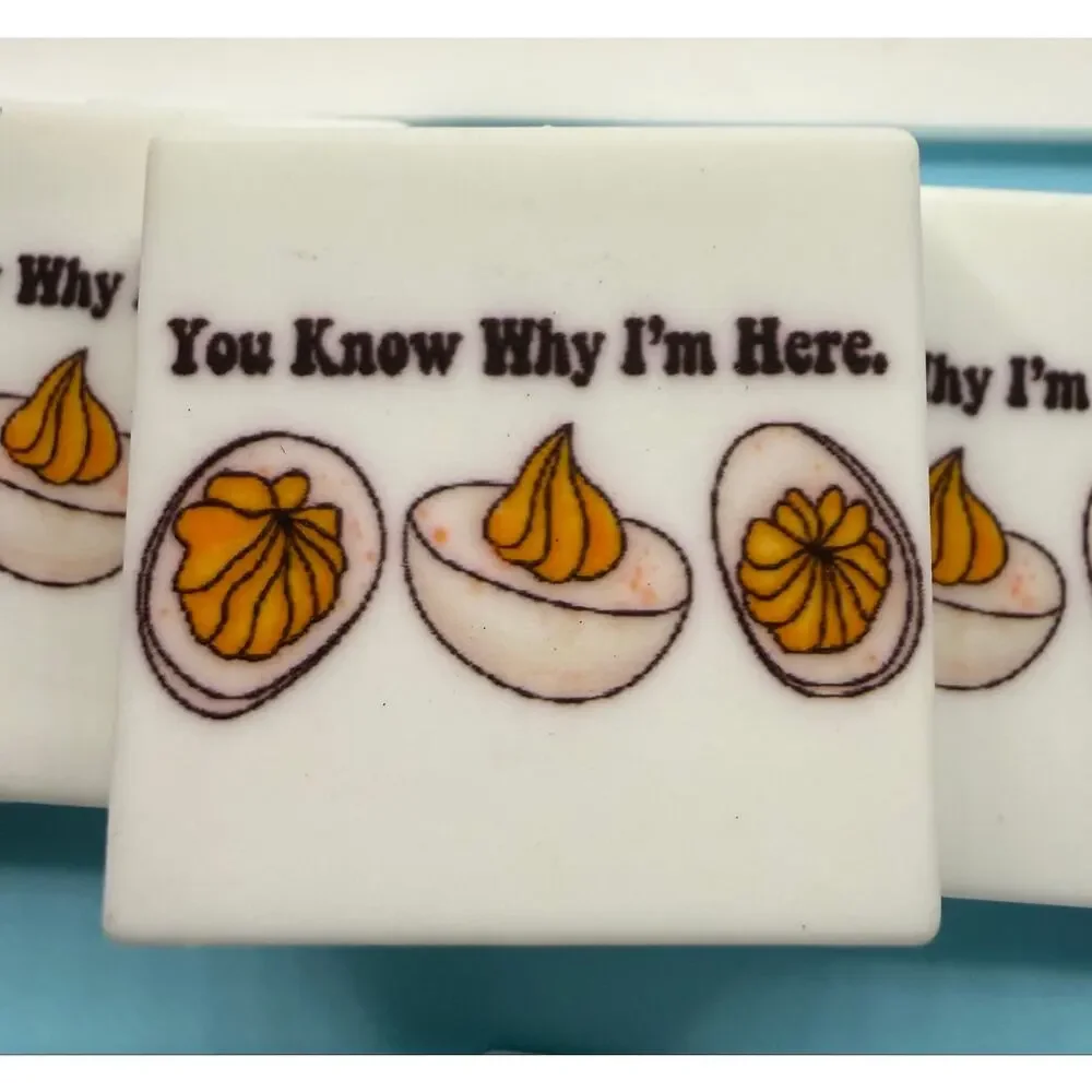 6 Silicone Focal Beads Deviled Egg Funny Quote Pen Keychain Craft Supplies